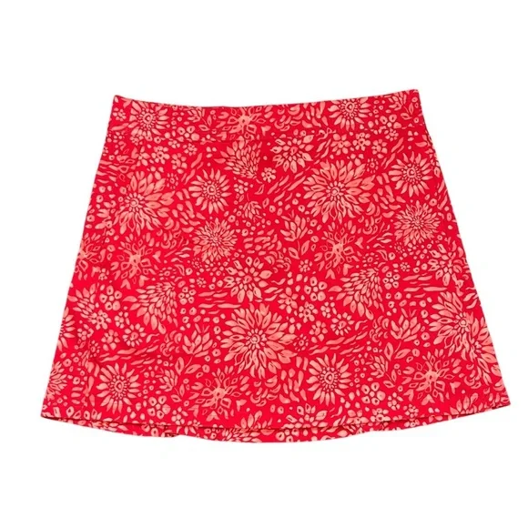Rip Skirt Hawaii Dahlia Teaberry Wrap Skirt Floral Mini Swim Beach Coverup SMALL - Picture 1 of 6